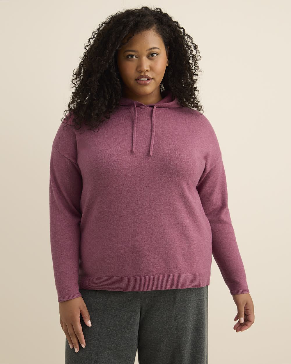 Relaxed-Fit Shaker-Stitch Hooded Sweater