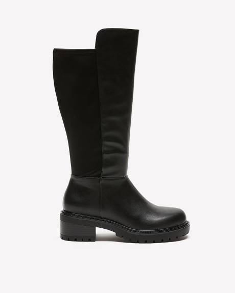 Extra Wide Width, Tall Black Faux Leather Boot