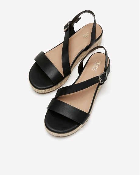 Extra Wide Width, Faux-Leather Strappy Platform Sandal