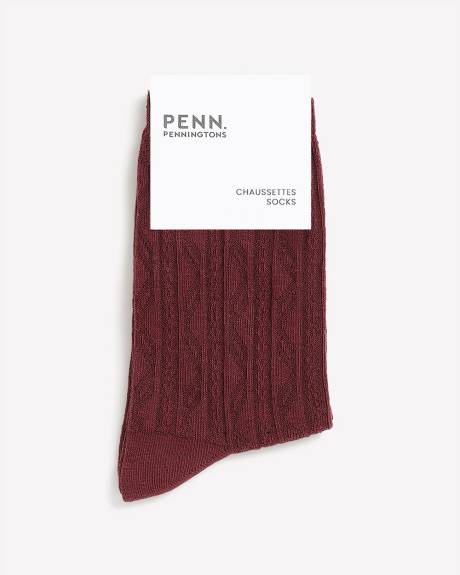 Maroon Textured Socks