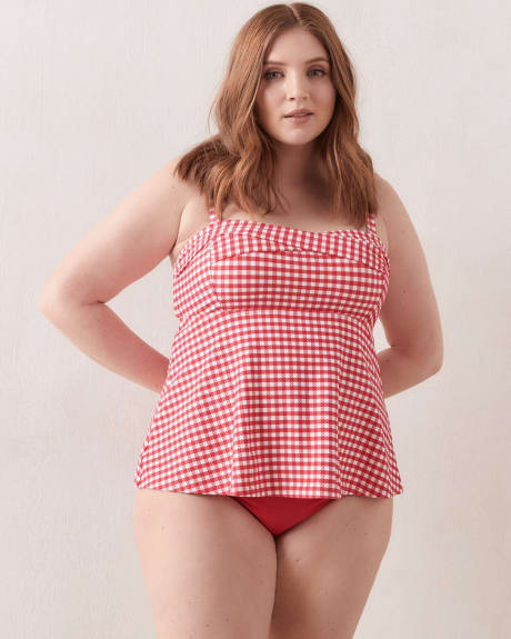 Gingham Tankini Top With Twist Front Detail - In Every Story