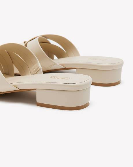 Extra Wide Width, Crisscross Slip-On Sandal with Low Block Heel