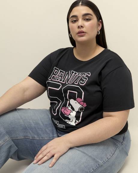 Black T-Shirt with Snoopy Print