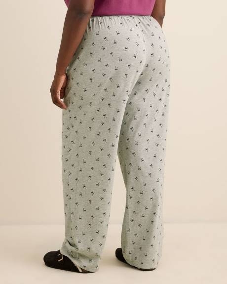 Grey Bow-Print Heather Knit Pyjama Pant - ti Voglio