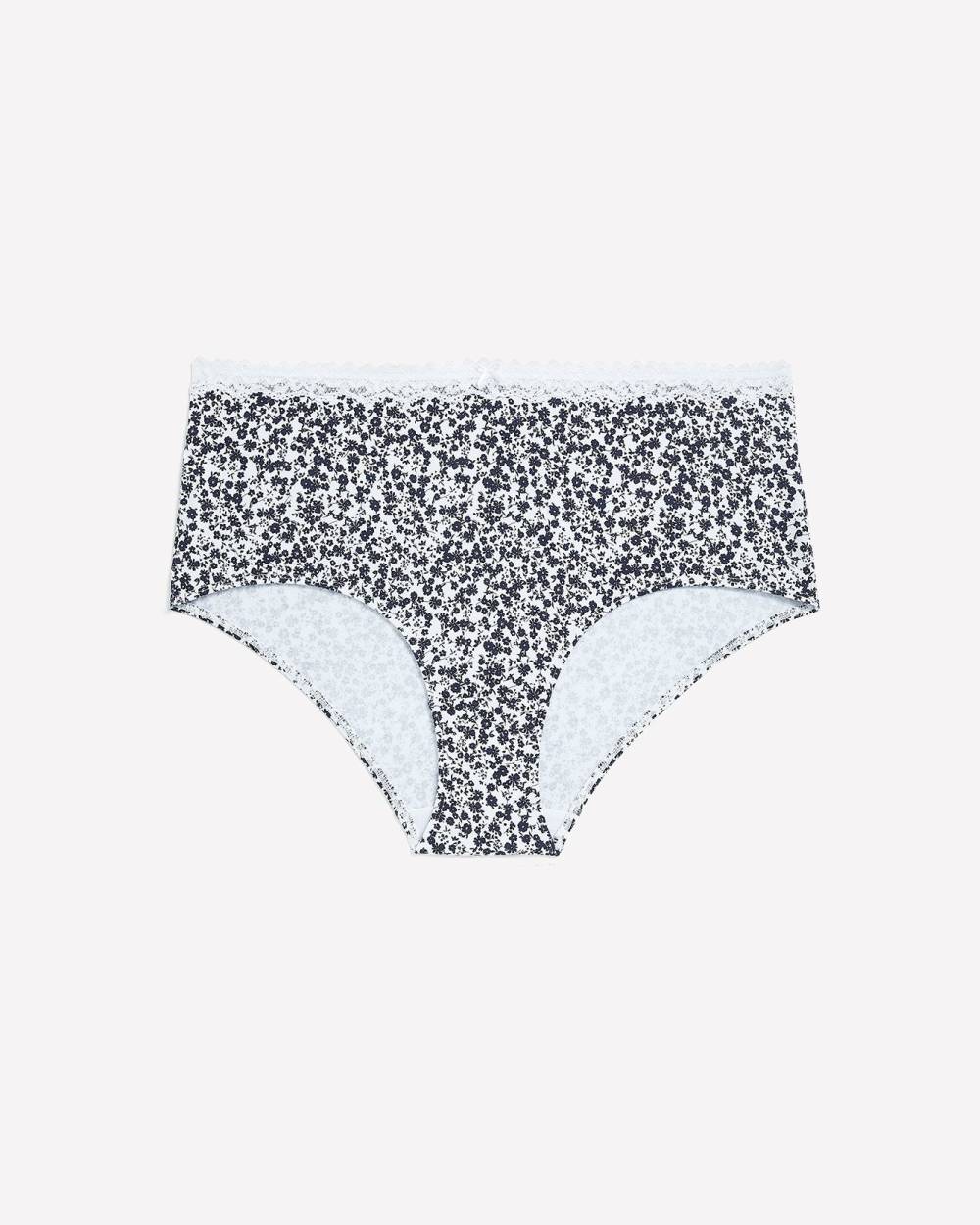 Floral Cotton-Blend Brief with Lace - ti Voglio