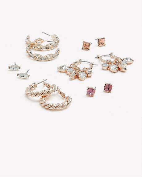 Assorted Stud and Hoop Earrings, Set of 6