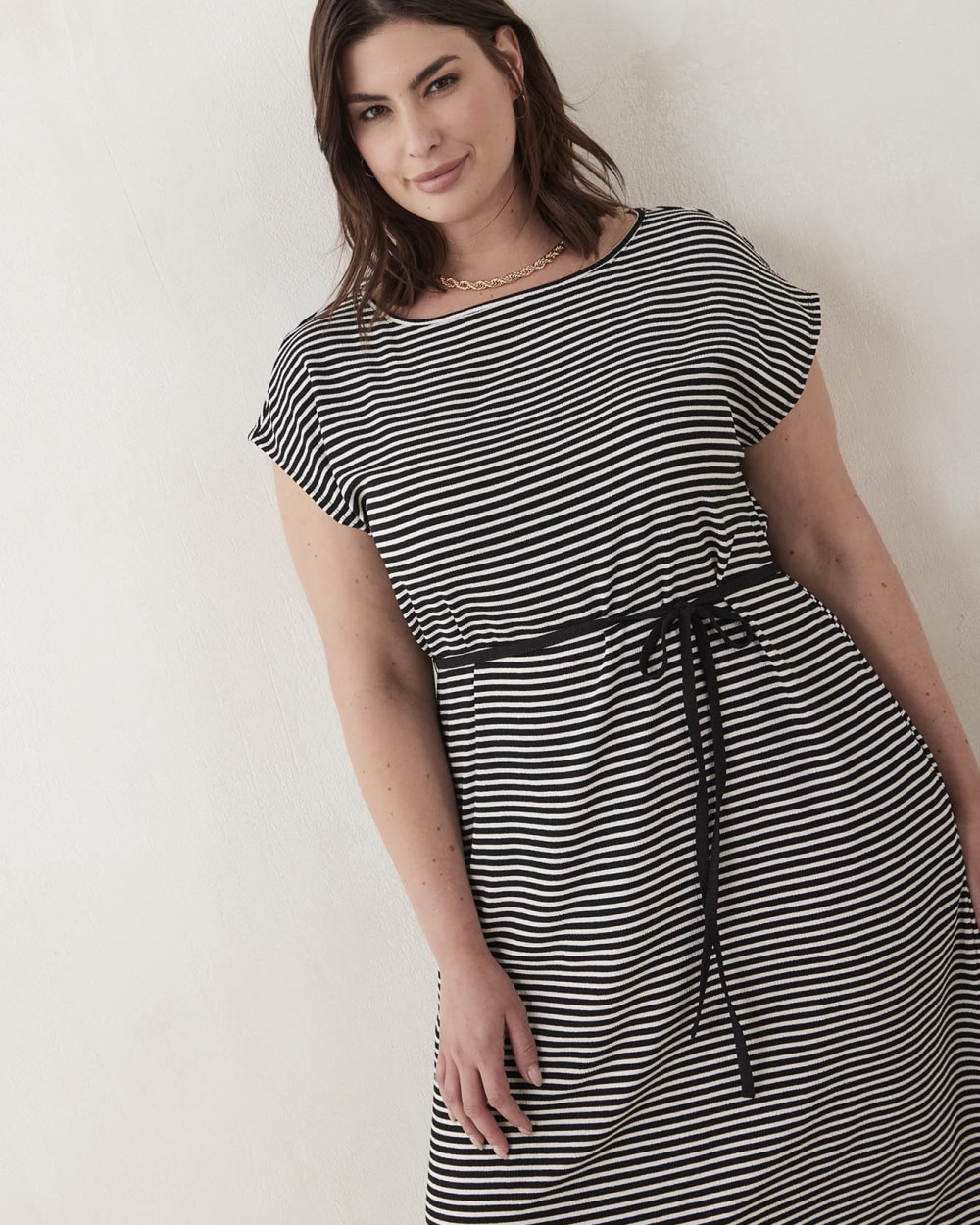 Striped Midi-Length Workwear Dress | Penningtons