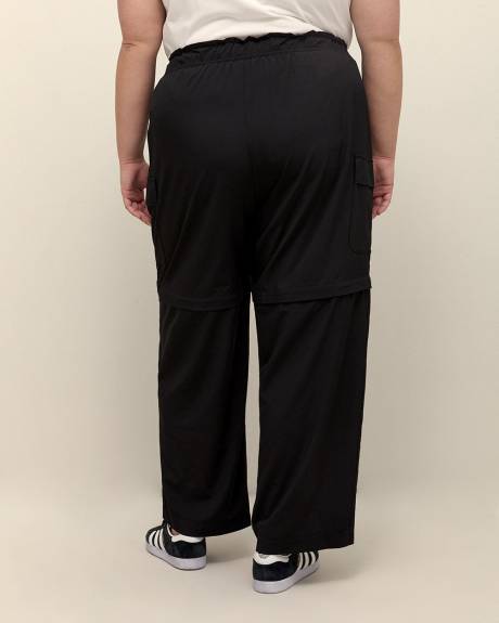 Pantalon cargo noir extensible et convertible, tissu responsable - Active Zone