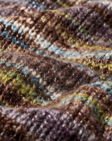 Pull en tricot chiné à col montant