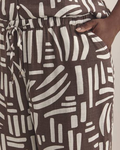 Pantalon écourté à jambe large avec cordon à la taille