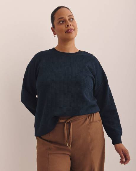 Dropped Shoulder Sweatshirt with Buttons