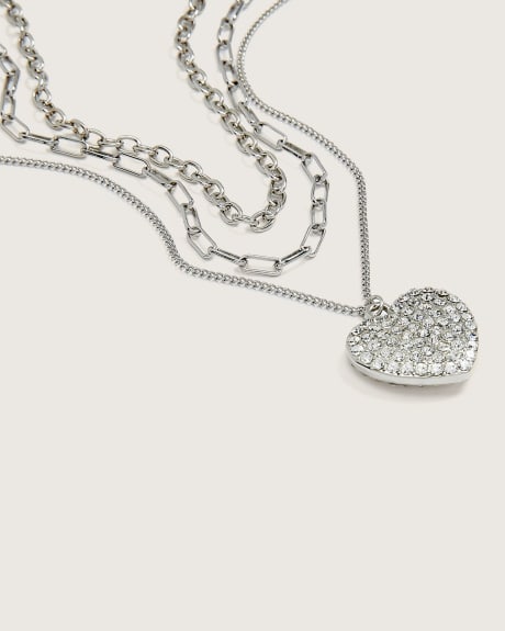 3-Layer Valentine Necklace with Heart Pendant