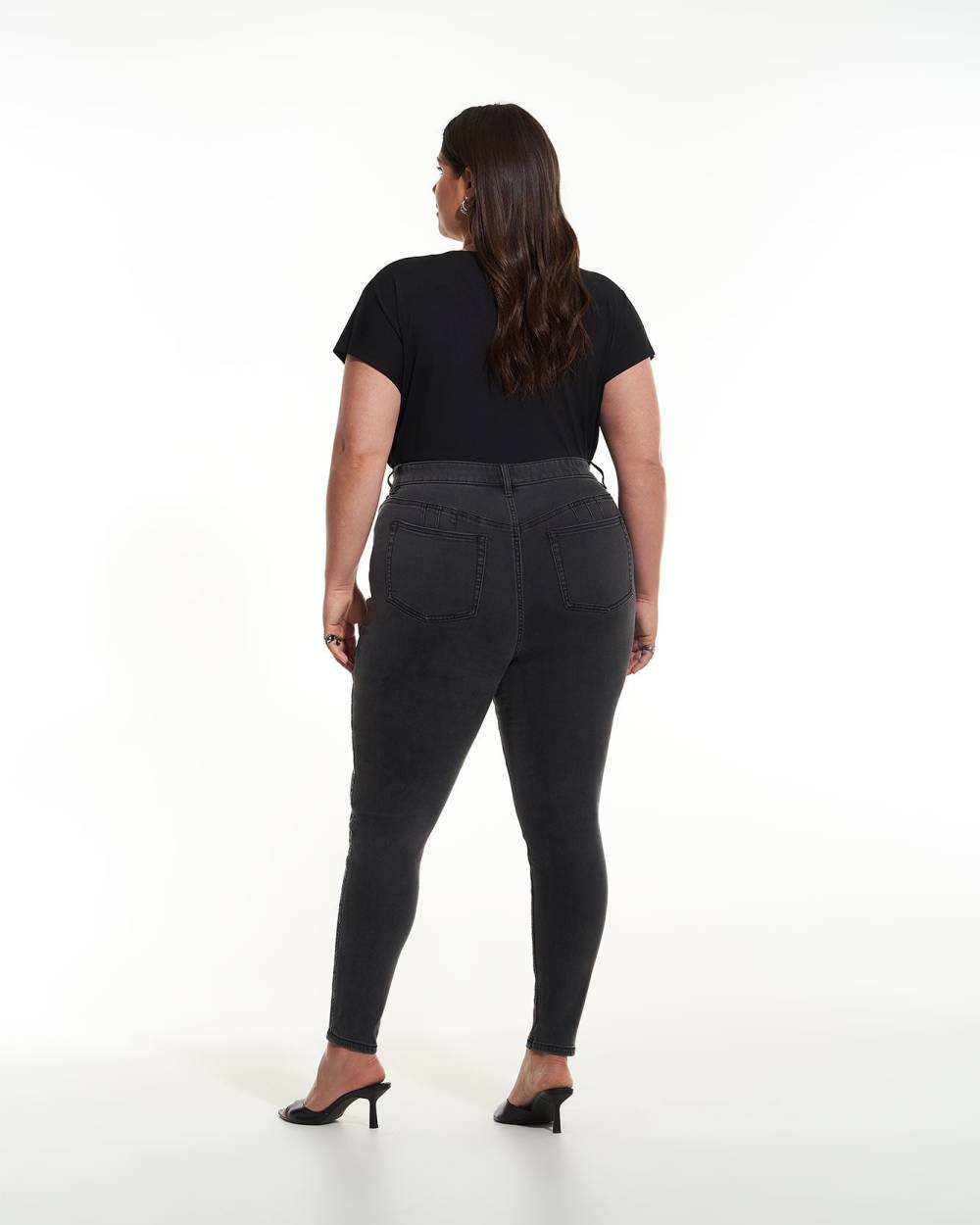 Responsible Black Curvy Fit Jeggings with Rhinestone Side Seam