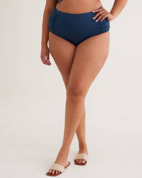 Culotte de maillot en microfibre scintillante avec côtés froncés