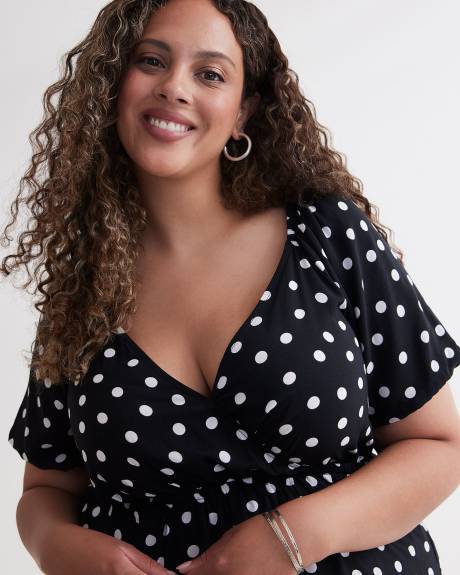 Blouse croisée imprimée avec manches ballon