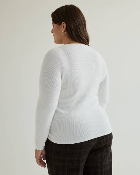 Shirred V-Neck Sweater