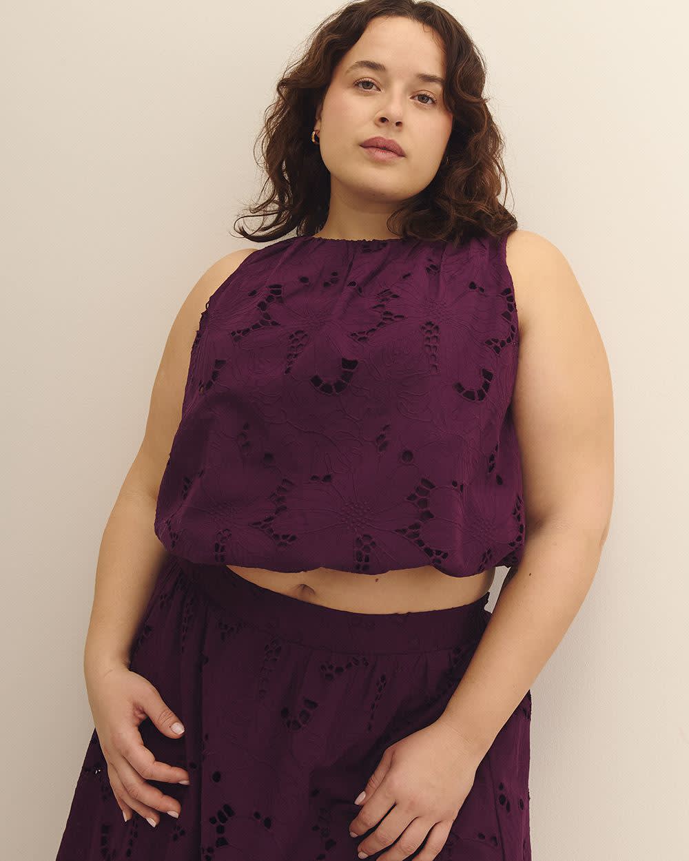Sleeveless Cotton Shirring Top - Addition Elle