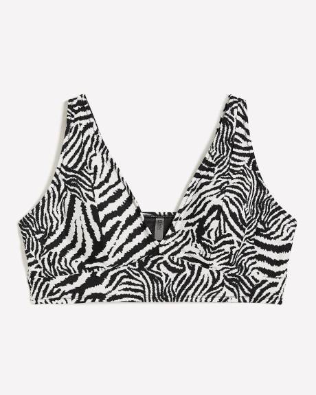 Zebra-Print Plunge Longline Bikini Top