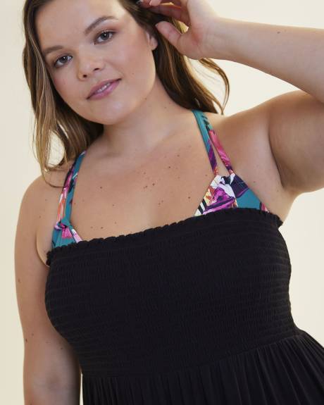 Robe cache-maillot maxi à smocks
