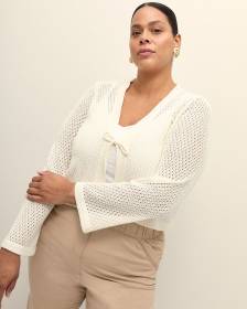 Tie-Front Bell-Sleeve Cardigan