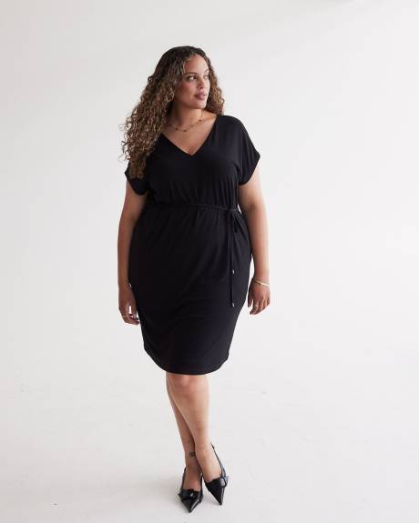 Knit Dress V-Shaped Front and Back Neckline