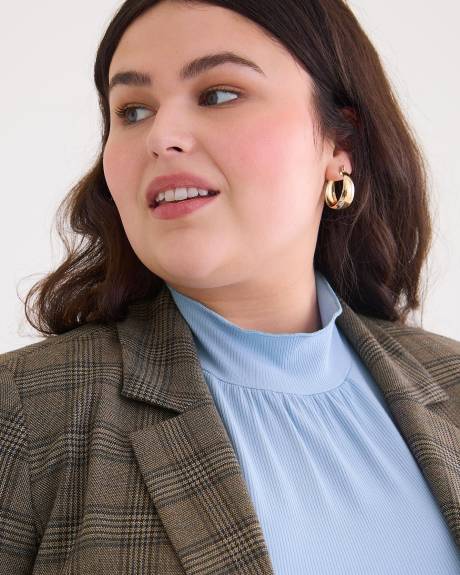 Long Plaid Blazer