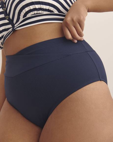 High-Waisted Ribbed Crisscross Swim Brief
