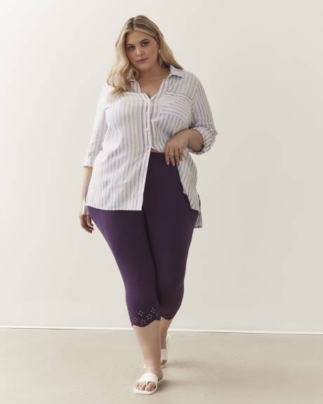 Legging capri tendance avec ourlet brodé