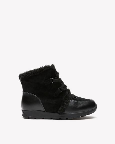 Extra Wide Width, Black Lace-Up Faux Suede Winter Boot Extra Wide Width, Black Lace-Up Faux Suede Winter Boot