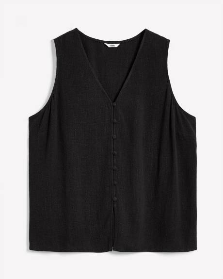 V-Neck Button Down Sleeveless Blouse