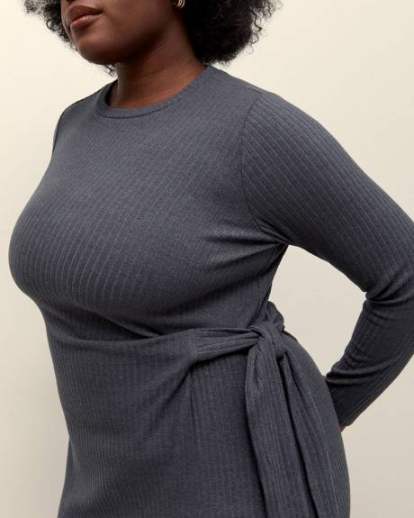 Long-Sleeve Knotted Midi Dress - Addition Elle