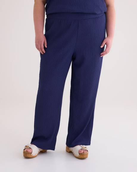 Textured-Knit Straight-Leg Pant