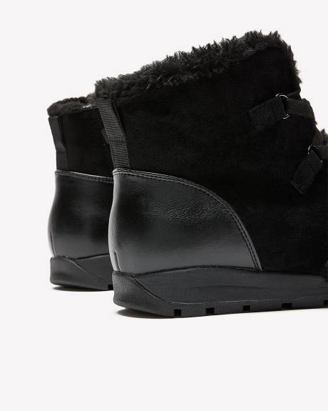 Extra Wide Width, Black Lace-Up Faux Suede Winter Boot Extra Wide Width, Black Lace-Up Faux Suede Winter Boot