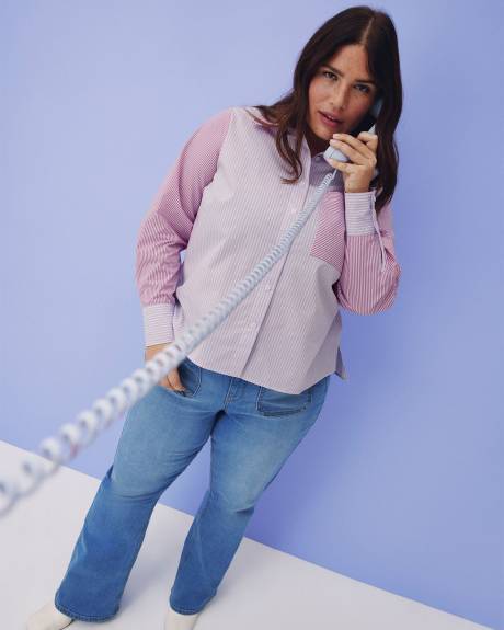 Striped Long-Sleeve Button-Down Shirt