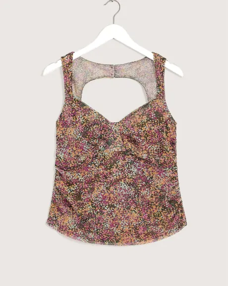 Sleeveless Shirred Knit Bustier, Camo Dot Print - Addition Elle