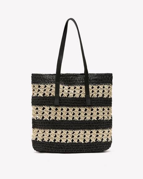 Sac fourre-tout en paille rayée