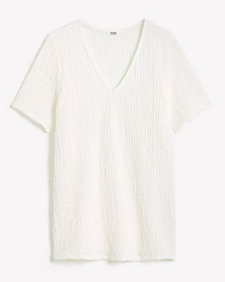 Haut en tricot texturé à col en V