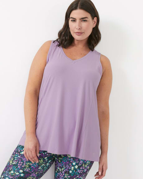 Mesh V-Neck Tank Top with Keyhole Details - Active Zone