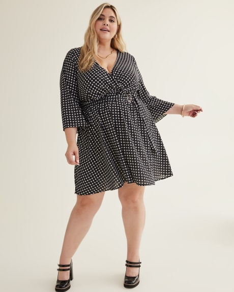 Lightweight Wrap Dress with Bell Sleeves