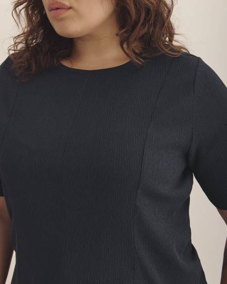 Princess-Cut Crewneck Flared Knit Top