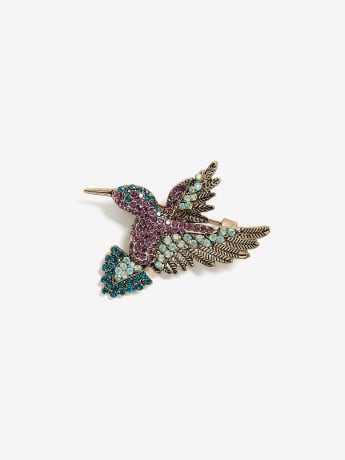 Broche en forme de colibri ornée de petites pierres