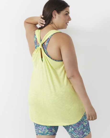 Solid Tank Top with Scoop Neckline and Back Knot