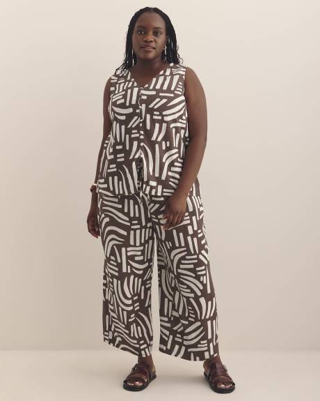 Pantalon écourté à jambe large avec cordon à la taille