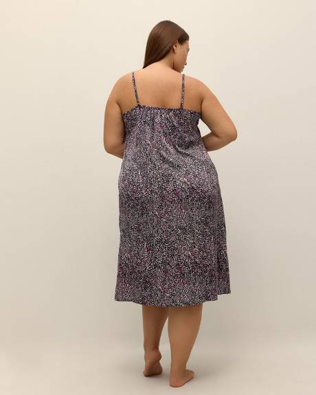 Zebra-Print Satin Nighty with Crisscross Strapping - Déesse Collection