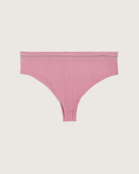 Ribbed Cheeky Brief With Lace Waistband - tiVOGLIO