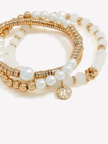 Bracelets élastiques ornés de billes et de perles, ens. de 3