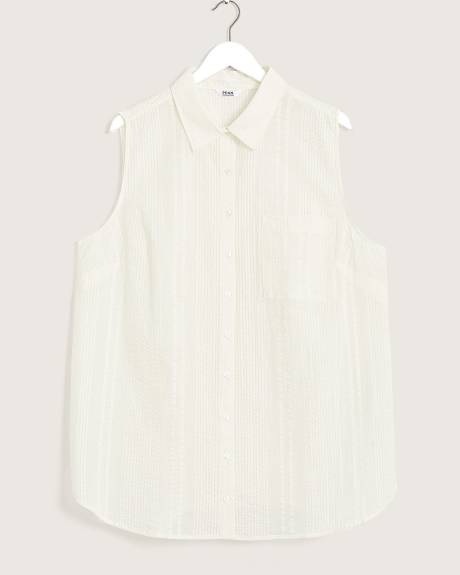 White Cotton Sleeveless Tunic Shirt