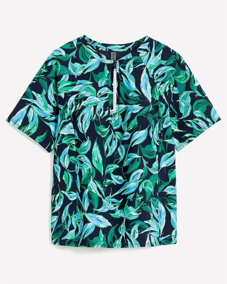 Short-Sleeve Rash Guard with Built-In Bra - Active Zone