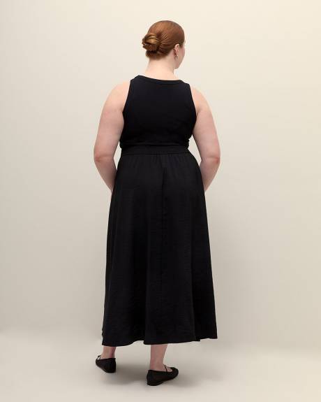 Robe longue évasée sans manches, tissu responsable
