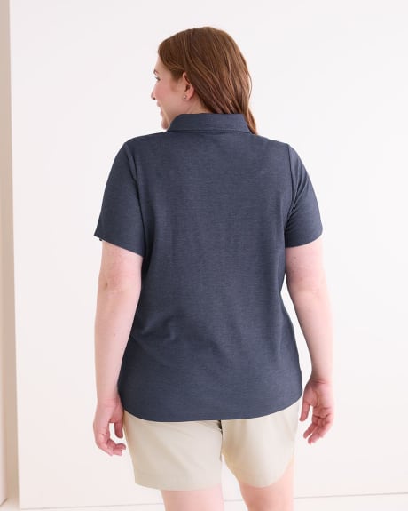 Short Sleeve Polo Top, Heather Blue - Active Zone
